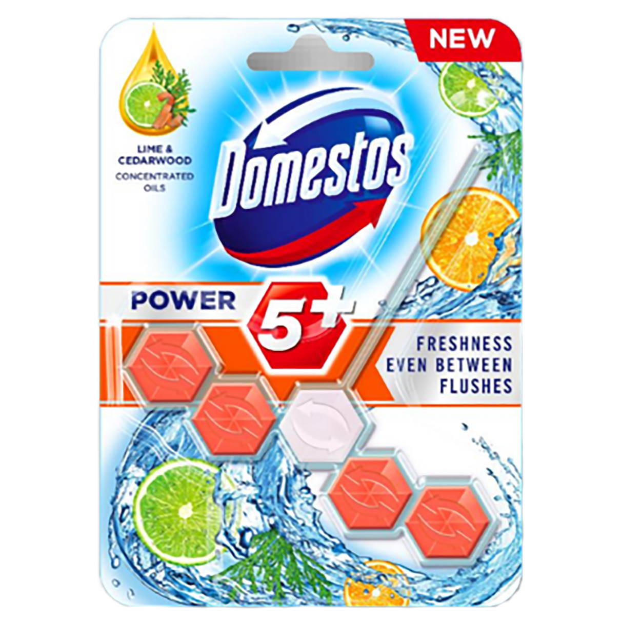 Блок Для Очищення Унітаза Domestos Пауер 5 Лайм І Кедр 9x55g